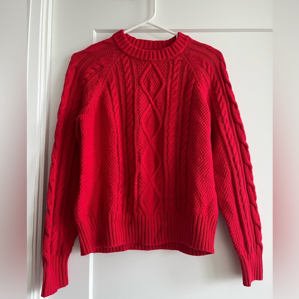 GAP Vibrant Red Cable Knit crew neck Sweater